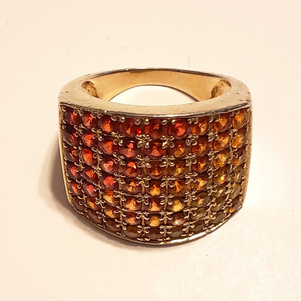 Sterling Silver Ladies Genuine 1/2 CTTW Citrine Multicolored Gem Ring SZ 7 3/4